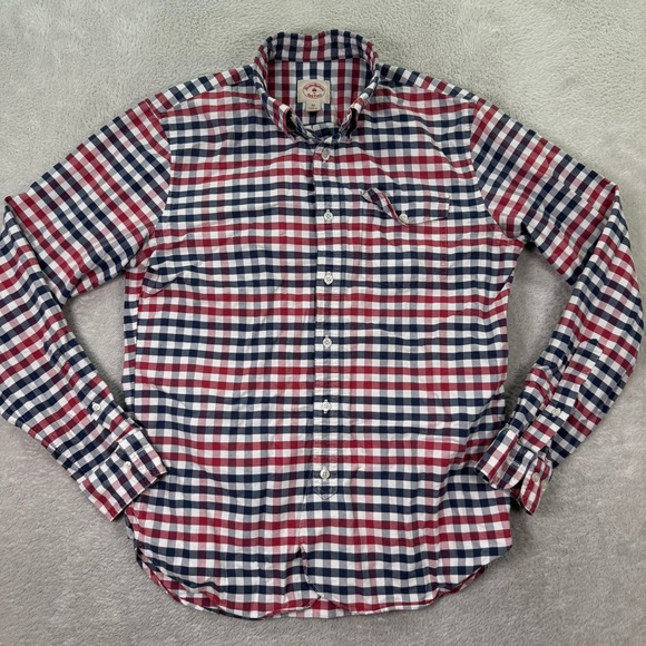 Brooks Brothers Red Fleece Mens Medium Button Down Plaid Check Shirt Casual EUC‎ - Picture 1 of 8